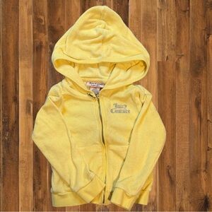 Juicy Couture Kids Yellow Velour Zip Hoodie w/ Sparkle Back Logo